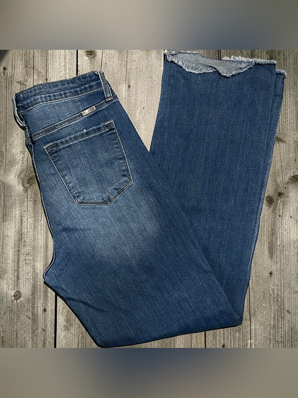 KanCan Essentials Quin High Rise Straight Jeans Women 13/30 Blue Raw Hem Stretch